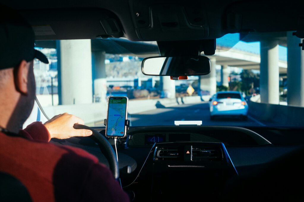 uber driver in car